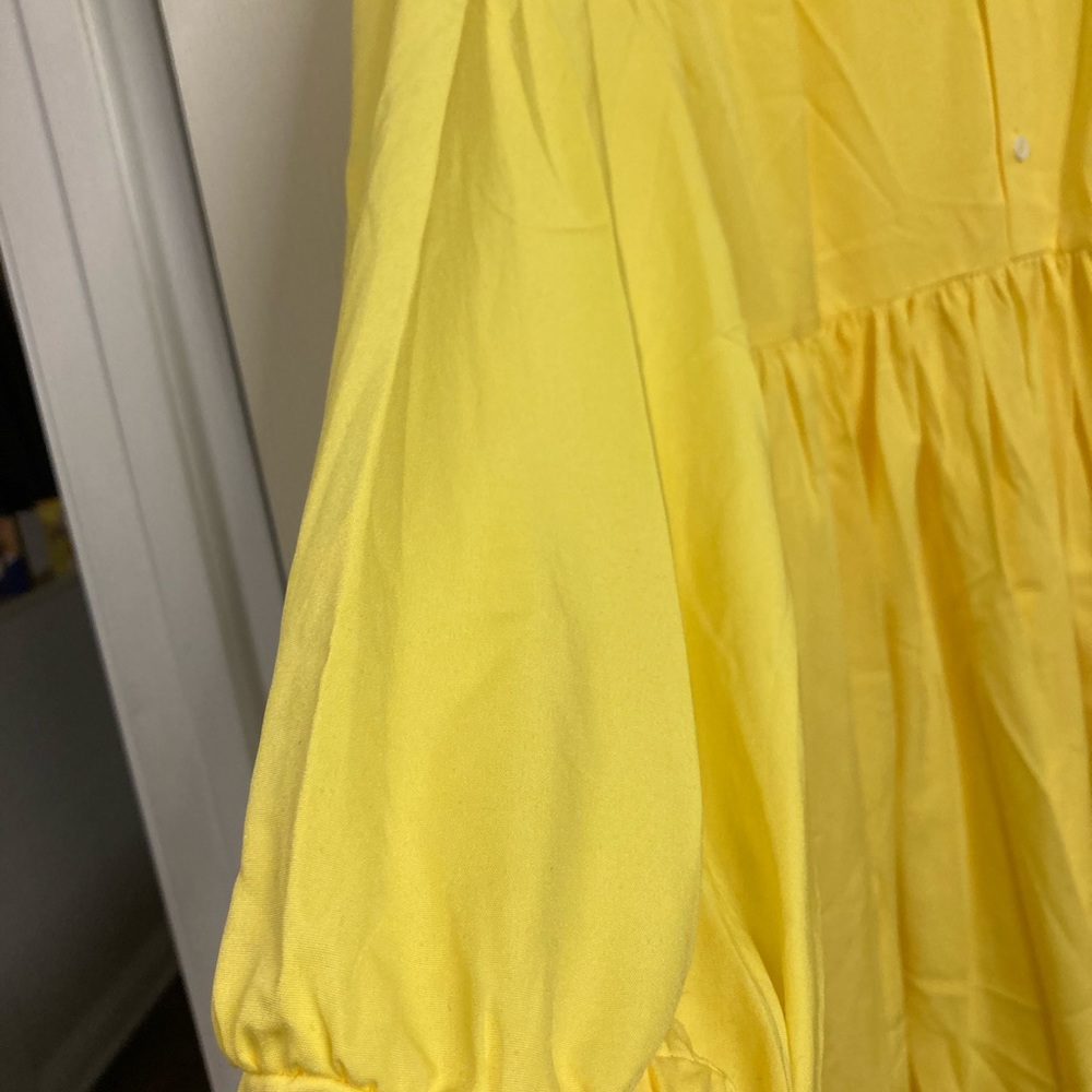 Yellow Summer Dress with Balloon Sleeves, Size large